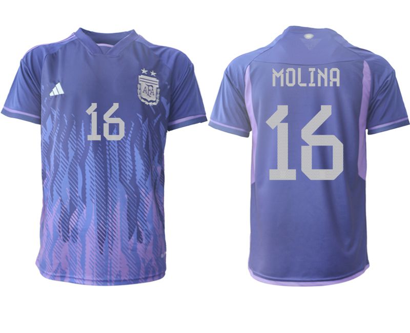 Men 2022 World Cup National Team Argentina away aaa version purple #16 Soccer Jersey